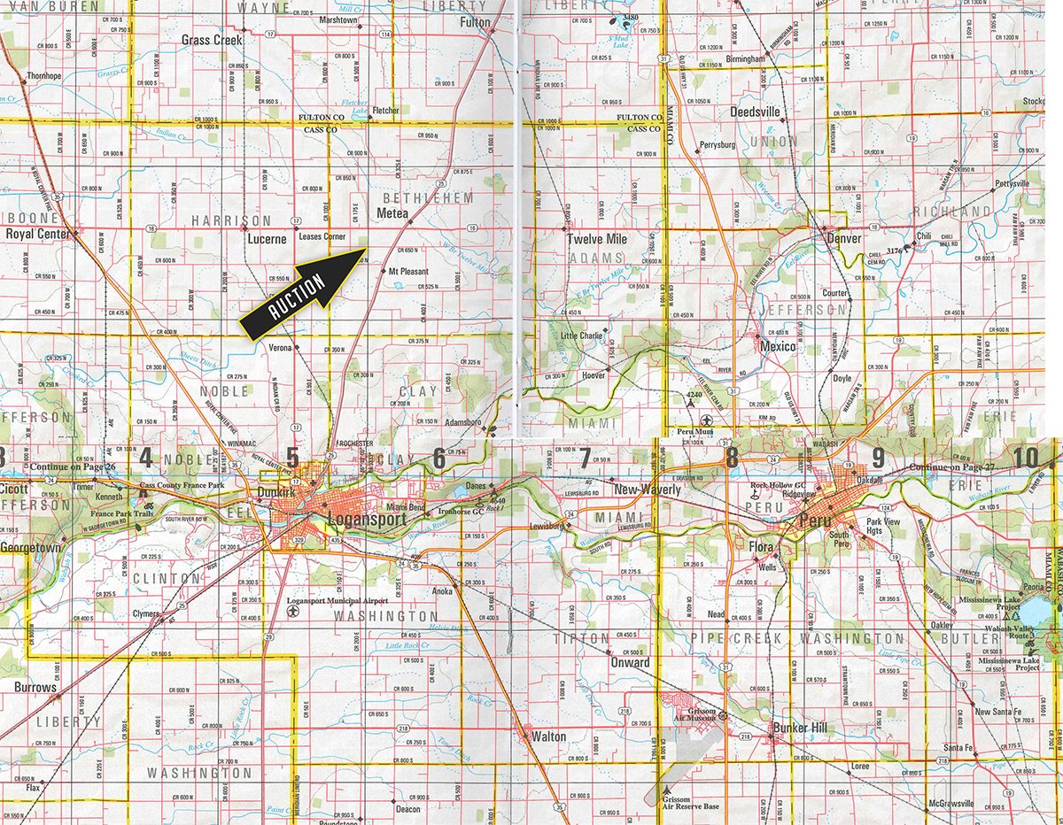 Area map - FARM EQUIPMENT AUCTION IN CASS COUNTY, INDIANA